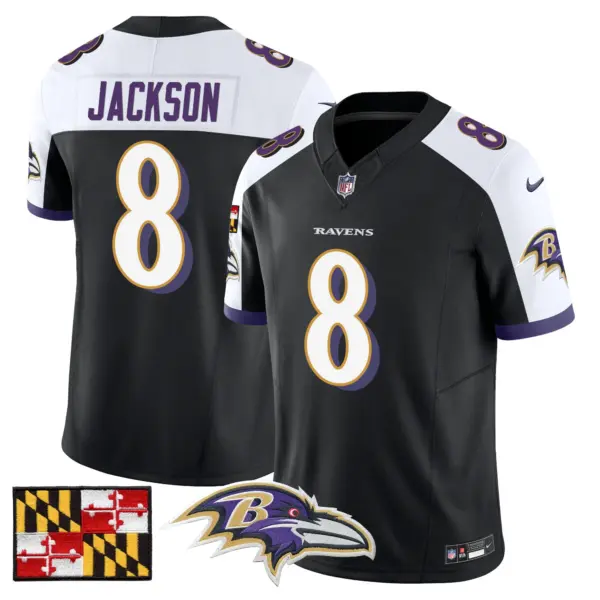Mens Baltimore Ravens 2024 Maryland Flag Vapor Limited Jersey Lamar Jackson Jersey Black Alternate