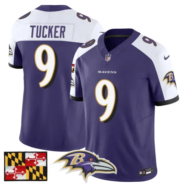Mens Baltimore Ravens 2024 Maryland Flag Vapor Limited Jersey Justin Tucker Jersey Purple Alternate