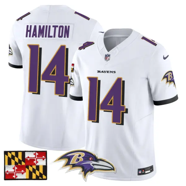 Mens Baltimore Ravens 2024 Maryland Flag Vapor Limited Jersey Kyle Hamilton Jersey White