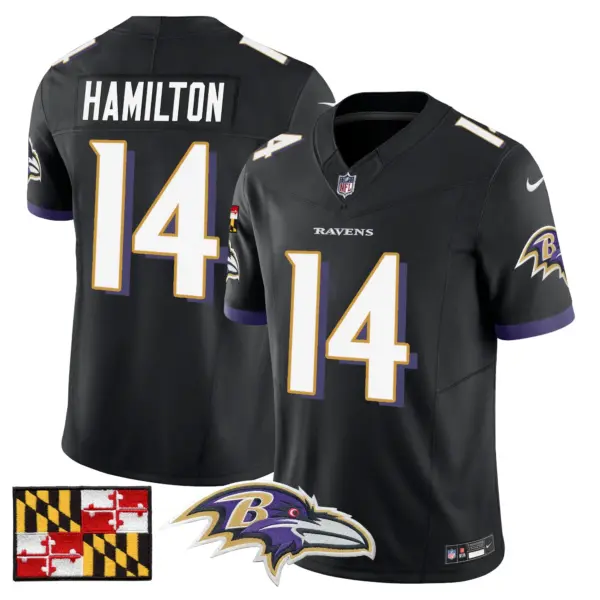 Mens Baltimore Ravens 2024 Maryland Flag Vapor Limited Jersey Kyle Hamilton Jersey Black