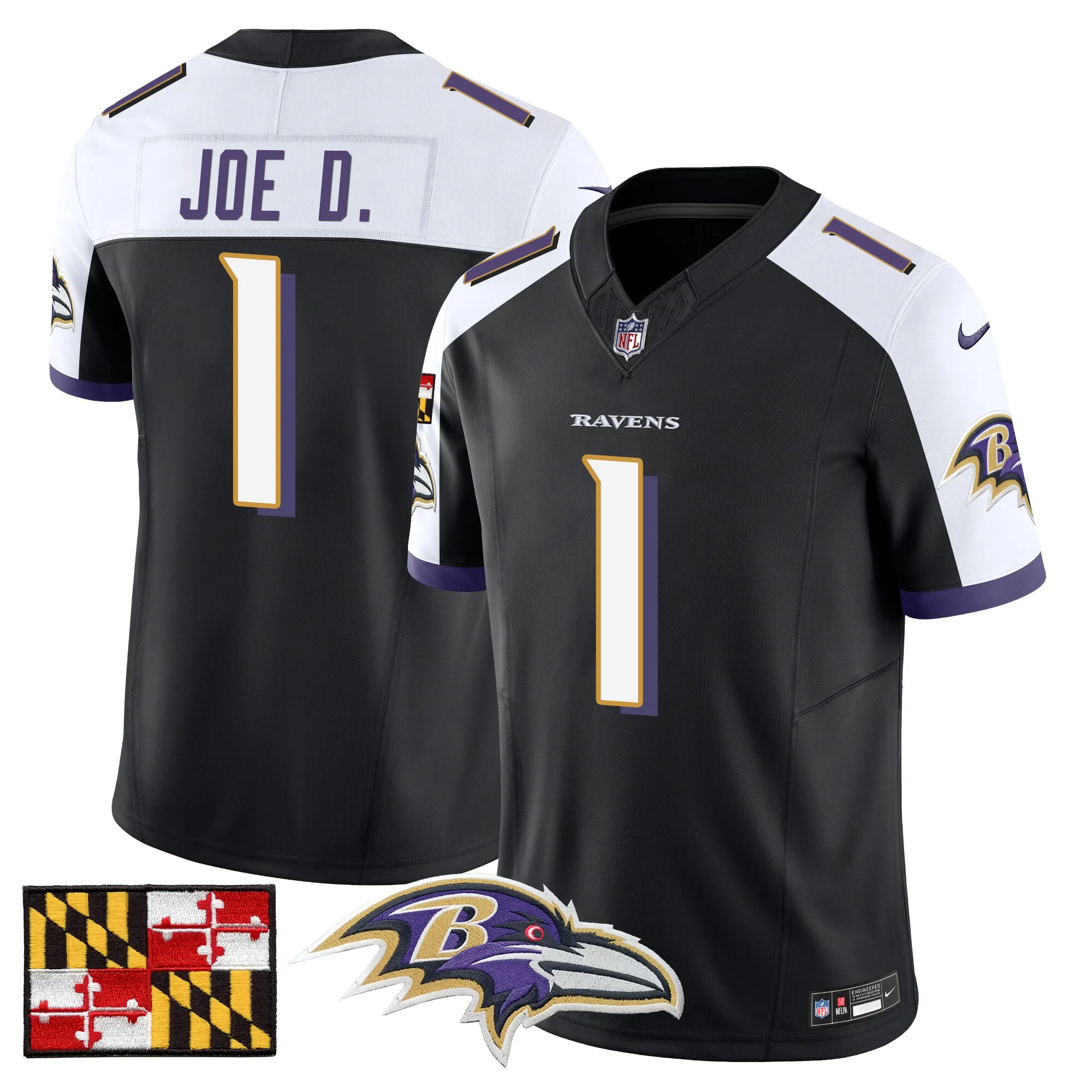 Mens Baltimore Ravens 2024 Maryland Flag Vapor Limited Jersey Joe D Jersey Black Alternate