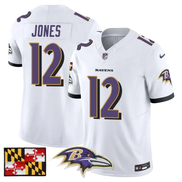 Mens Baltimore Ravens 2024 Maryland Flag Vapor Limited Jersey Jacoby Jones Jersey White