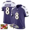 Mens Baltimore Ravens 2024 Maryland Flag Vapor Limited Jersey Lamar Jackson Jersey Purple Alternate