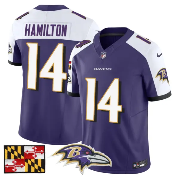 Mens Baltimore Ravens 2024 Maryland Flag Vapor Limited Jersey Kyle Hamilton Jersey Purple Hamilton