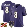 Mens Baltimore Ravens 2024 Maryland Flag Vapor Limited Jersey V2 Lamar Jackson Jersey Purple