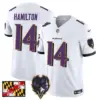 Mens Baltimore Ravens 2024 Maryland Flag Vapor Limited Jersey V2 Kyle Hamilton Jersey White