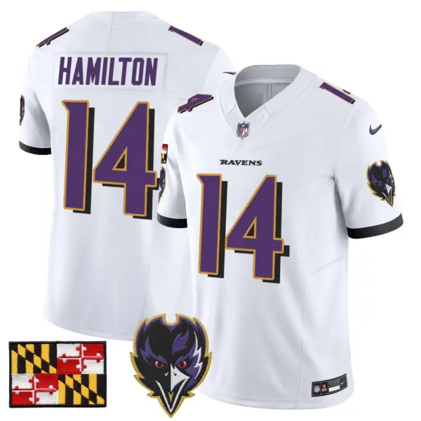 Mens Baltimore Ravens 2024 Maryland Flag Vapor Limited Jersey V2 Kyle Hamilton Jersey White