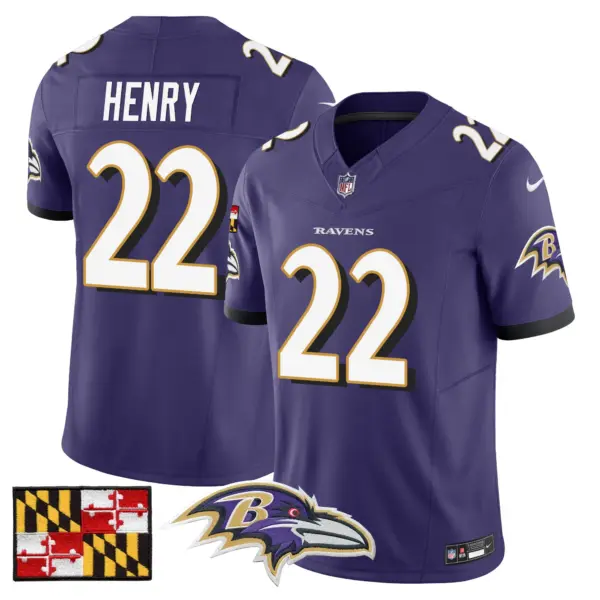 Mens Baltimore Ravens 2024 Maryland Flag Vapor Limited Jersey Derrick Henry Jersey Purple
