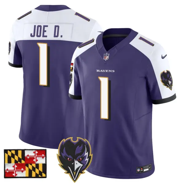 Mens Baltimore Ravens 2024 Maryland Flag Vapor Limited Jersey V2 Joe D Jersey Purple Alternate