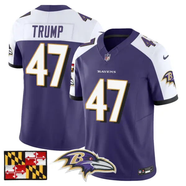 Mens Baltimore Ravens 2024 Maryland Flag Vapor Limited Jersey Donald Trump Jersey Purple Alternate