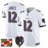 Mens Baltimore Ravens 2024 Maryland Flag Vapor Limited Jersey V2 Jacoby Jones Jersey White