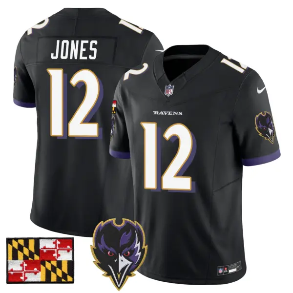 Mens Baltimore Ravens 2024 Maryland Flag Vapor Limited Jersey V2 Jacoby Jones Jersey Black