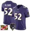 Mens Baltimore Ravens 2024 Maryland Flag Vapor Limited Jersey V2 Ray Lewis Jersey Purple