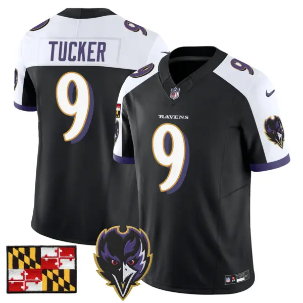 Mens Baltimore Ravens 2024 Maryland Flag Vapor Limited Jersey V2 Justin Tucker Jersey Black Alternate