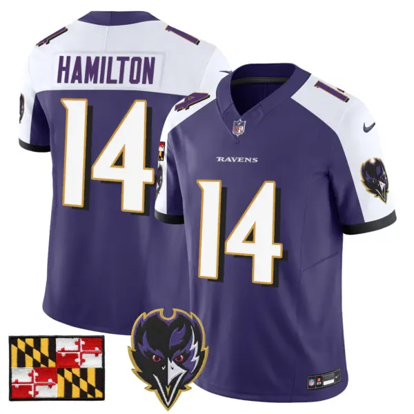 Mens Baltimore Ravens 2024 Maryland Flag Vapor Limited Jersey V2 Kyle Hamilton Jersey Purple Alternate