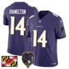 Mens Baltimore Ravens 2024 Maryland Flag Vapor Limited Jersey V2 Kyle Hamilton Jersey Purple