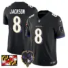 Mens Baltimore Ravens 2024 Maryland Flag Vapor Limited Jersey V2 Lamar Jackson Jersey Black