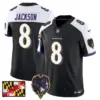 Mens Baltimore Ravens 2024 Maryland Flag Vapor Limited Jersey V2 Lamar Jackson Jersey Black Alternate
