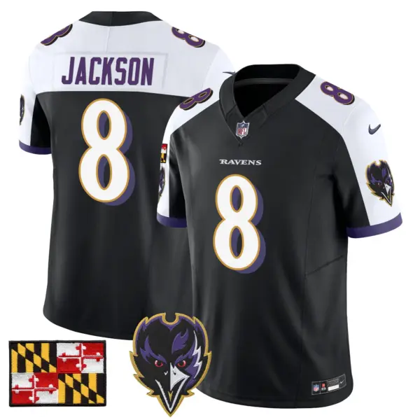 Mens Baltimore Ravens 2024 Maryland Flag Vapor Limited Jersey V2 Lamar Jackson Jersey Black Alternate