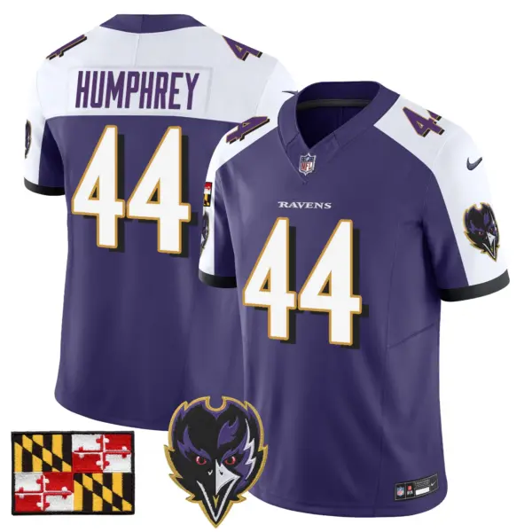 Mens Baltimore Ravens 2024 Maryland Flag Vapor Limited Jersey V2 Marlon Humphley Jersey Purple Alternate