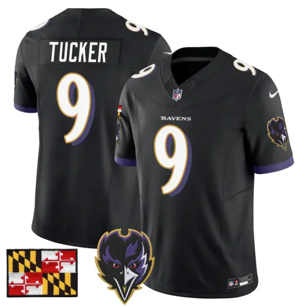 Mens Baltimore Ravens 2024 Maryland Flag Vapor Limited Jersey V2 Justin Tucker Jersey Black