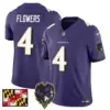 Mens Baltimore Ravens 2024 Maryland Flag Vapor Limited Jersey V2 Zay Flowers Jersey Purple