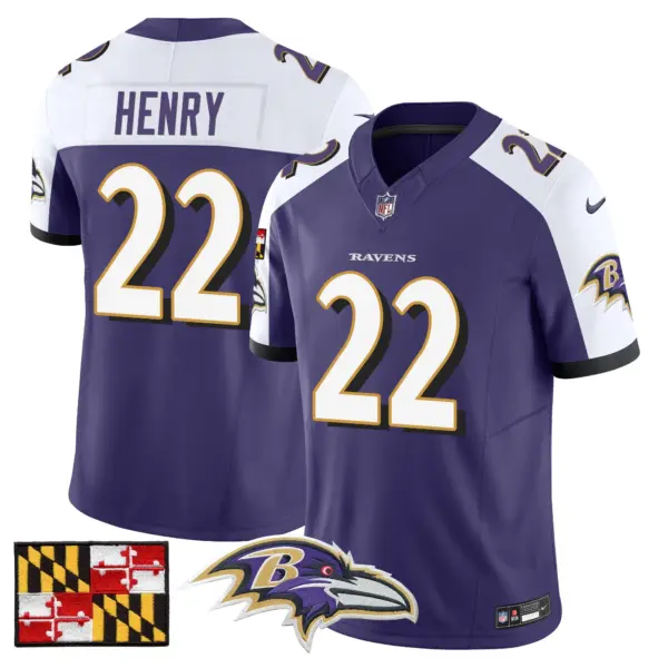 Mens Baltimore Ravens 2024 Maryland Flag Vapor Limited Jersey Derrick Henry Jersey Purple Alternate