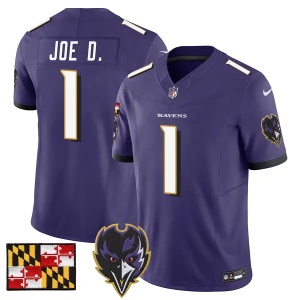 Mens Baltimore Ravens 2024 Maryland Flag Vapor Limited Jersey V2 Joe D Jersey Purple
