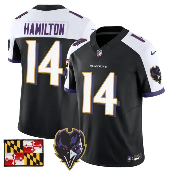 Mens Baltimore Ravens 2024 Maryland Flag Vapor Limited Jersey V2 Kyle Hamilton Jersey Black Alternate