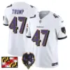Mens Baltimore Ravens 2024 Maryland Flag Vapor Limited Jersey V2 Donald Trump Jersey White