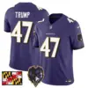 Mens Baltimore Ravens 2024 Maryland Flag Vapor Limited Jersey V2 Donald Trump Jersey Purple Alternate