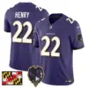Mens Baltimore Ravens 2024 Maryland Flag Vapor Limited Jersey V2 Derrick Henry Jersey Purple