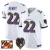 Mens Baltimore Ravens 2024 Maryland Flag Vapor Limited Jersey V2 Derrick Henry Jersey White
