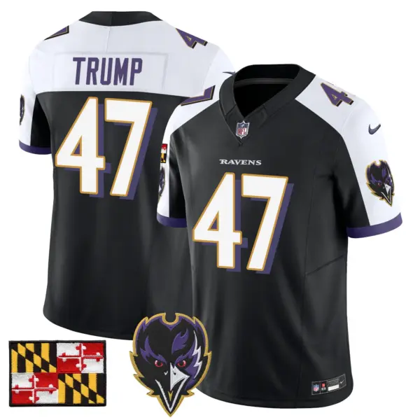Mens Baltimore Ravens 2024 Maryland Flag Vapor Limited Jersey V2 Donald Trump Jersey Black Alternate