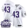 Mens Andrew Van Ginkel #43 Minnesota Vikings 2024 Winter Warrior Skol Patch Game Jersey White Limited