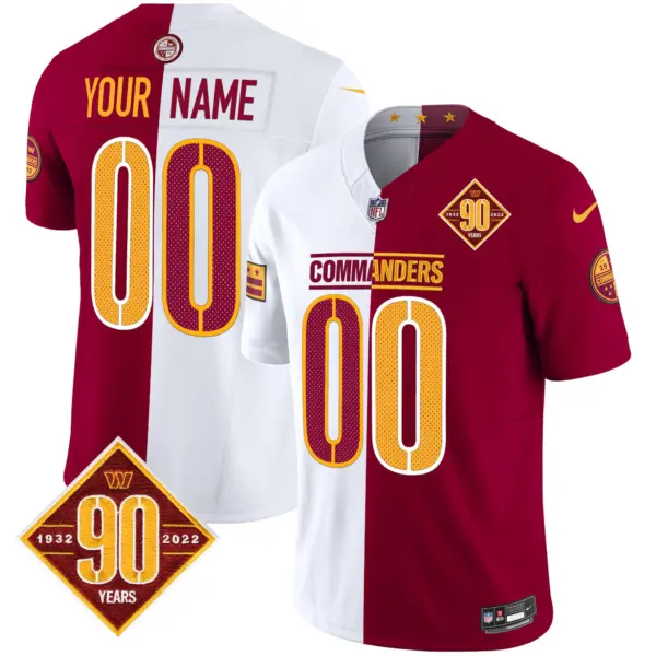 Men’s Washington Commanders 90Th Anniversary Vapor Limited Custom Jersey V4 Half