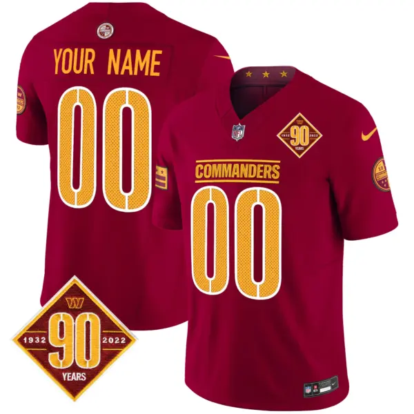 Men’s Washington Commanders 90Th Anniversary Vapor Limited Custom Jersey V4 Burgundy