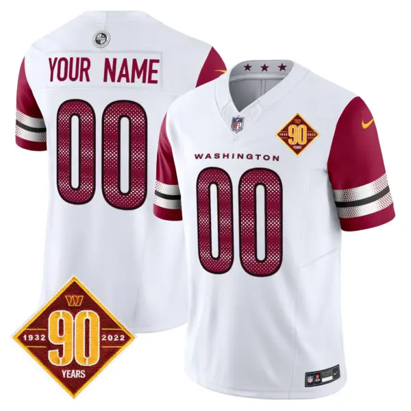 Men’s Washington Commanders 90Th Anniversary Vapor Limited Custom Jersey V4 White