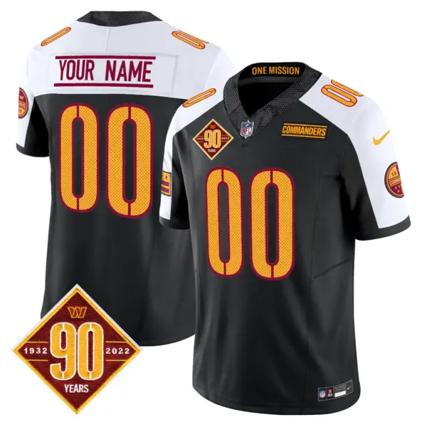 Men’s Washington Commanders 90Th Anniversary Vapor Limited Custom Jersey V4 Black Alternate