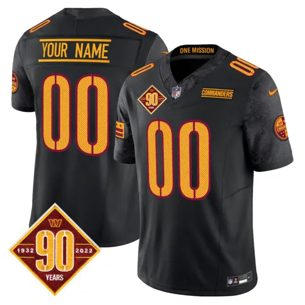 Men’s Washington Commanders 90Th Anniversary Vapor Limited Custom Jersey V4 Black