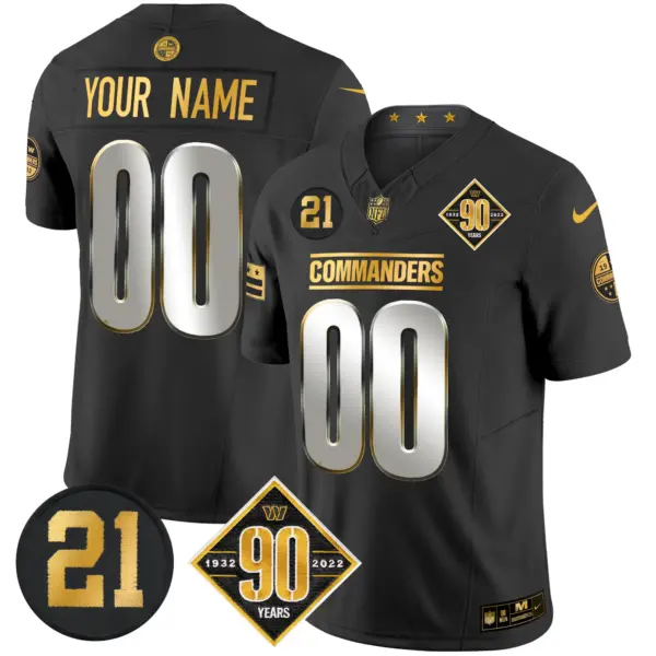 Men’s Washington Commanders 90Th Sean Taylor Patch Gold Vapor Limited Custom Jersey Black Limited