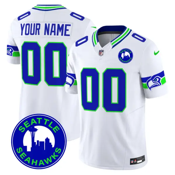 Men’s Seattle Seahawks 2024 Seattle City Patch Vapor Limited Custom Jersey White