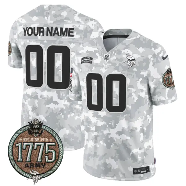 Men’s Minnesota Vikings 2024 Salute To Service Establishment Year Patch Vapor Limited Custom Jersey Army
