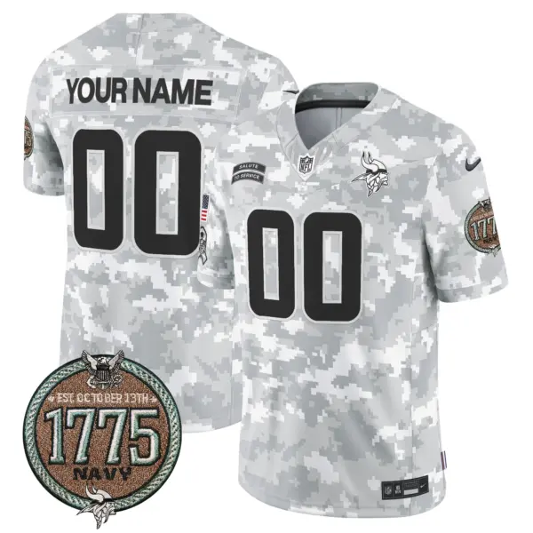 Men’s Minnesota Vikings 2024 Salute To Service Establishment Year Patch Vapor Limited Custom Jersey Navy
