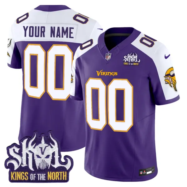 Men’s Minnesota Vikings King Of The North Patch Throwback Vapor Limited Custom Jersey V2 Purple Alternate