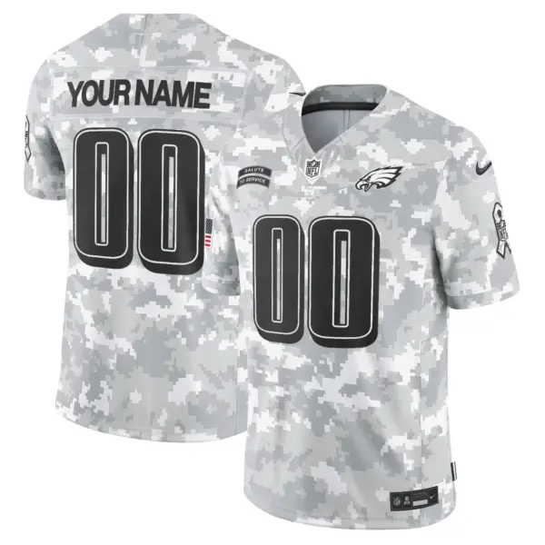 Men’s Philadelphia Eagles 2024 Salute To Service Vapor Limited Custom Jersey Arctic Camo