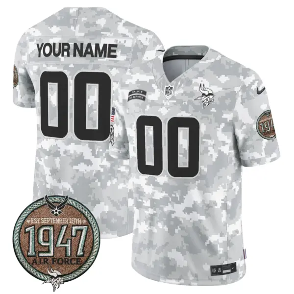 Men’s Minnesota Vikings 2024 Salute To Service Establishment Year Patch Vapor Limited Custom Jersey Air Force