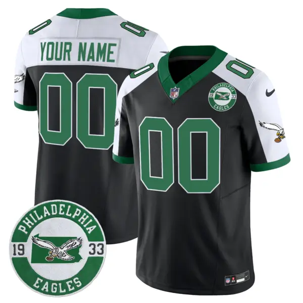 Men’s Philadelphia Eagles 2024 Throwback Vapor Limited Custom Jersey Est 1933 Patch Black Alternate