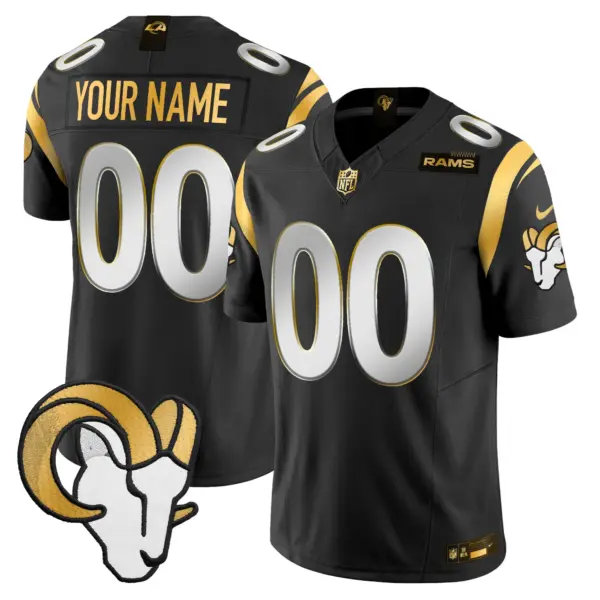 Men’s Los Angeles Rams 2024 Gold Vapor Limited Custom Jersey Black Limited