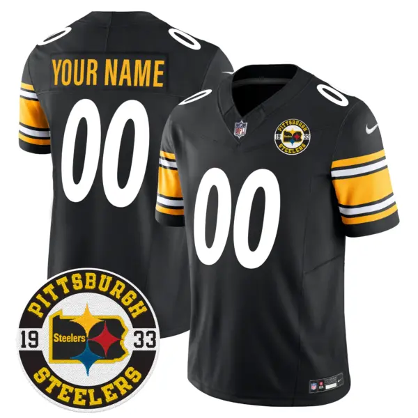 Men’s Pittsburgh Steelers 2024 Vapor Limited Custom Jersey Est 1933 Patch Black